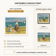 Pierre-Auguste Renoir - Figures on the Beach canvas print size comparison and framing display infographic