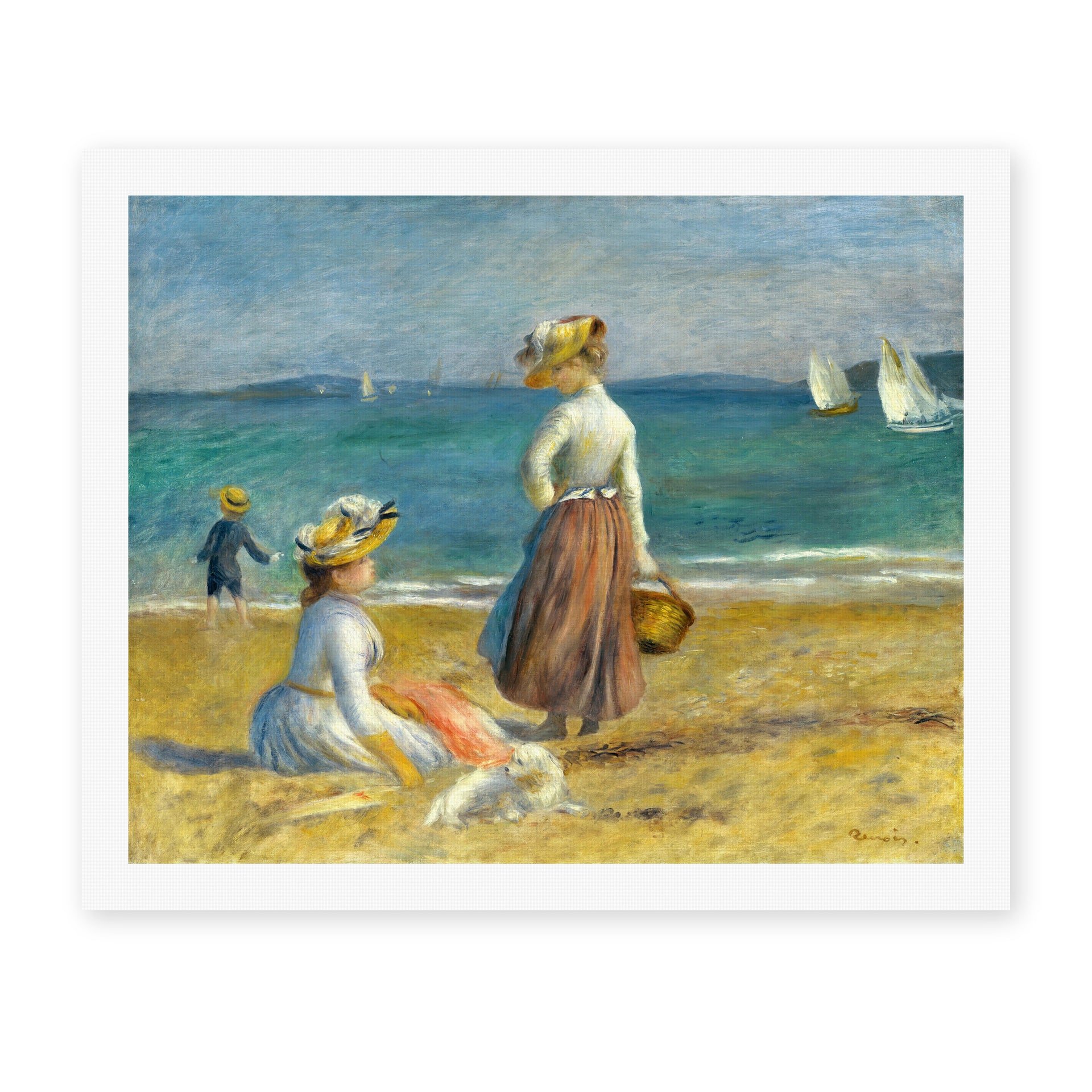 Pierre-Auguste Renoir's 'Figures on the Beach' painting reproduced as a rolled canvas print
