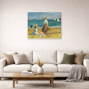 Gallery-wrapped canvas print of Pierre-Auguste Renoir's Figures on the Beach displayed on a wall in a living room