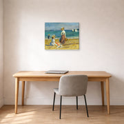 Gallery-wrapped canvas print of Pierre-Auguste Renoir's Figures on the Beach displayed on a wall in an office