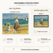 Pierre-Auguste Renoir - Figures on the Beach poster print size comparison and framing display infographic