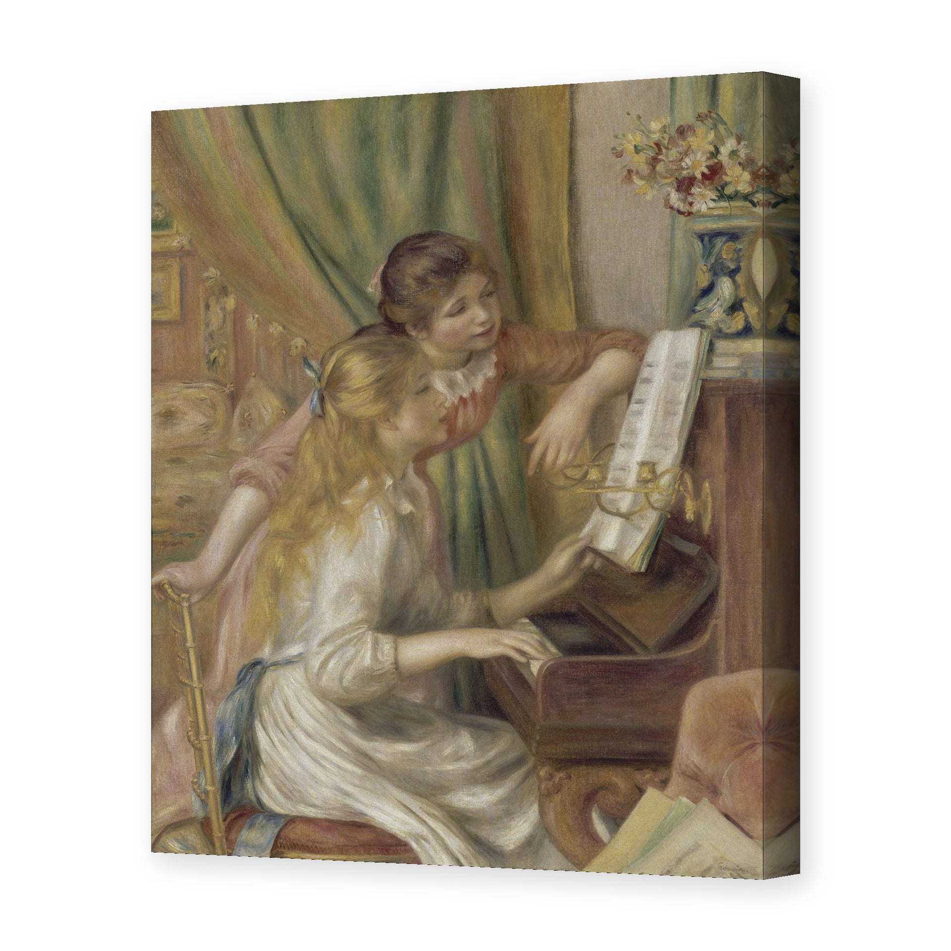 Pierre-Auguste Renoir's 'Girls at the Piano' painting reproduced as a gallery-wrapped canvas print