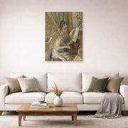 Unframed poster print of Pierre-Auguste Renoir's Girls at the Piano displayed on a wall in a living room