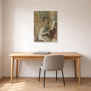 Unframed poster print of Pierre-Auguste Renoir's Girls at the Piano displayed on a wall in an office