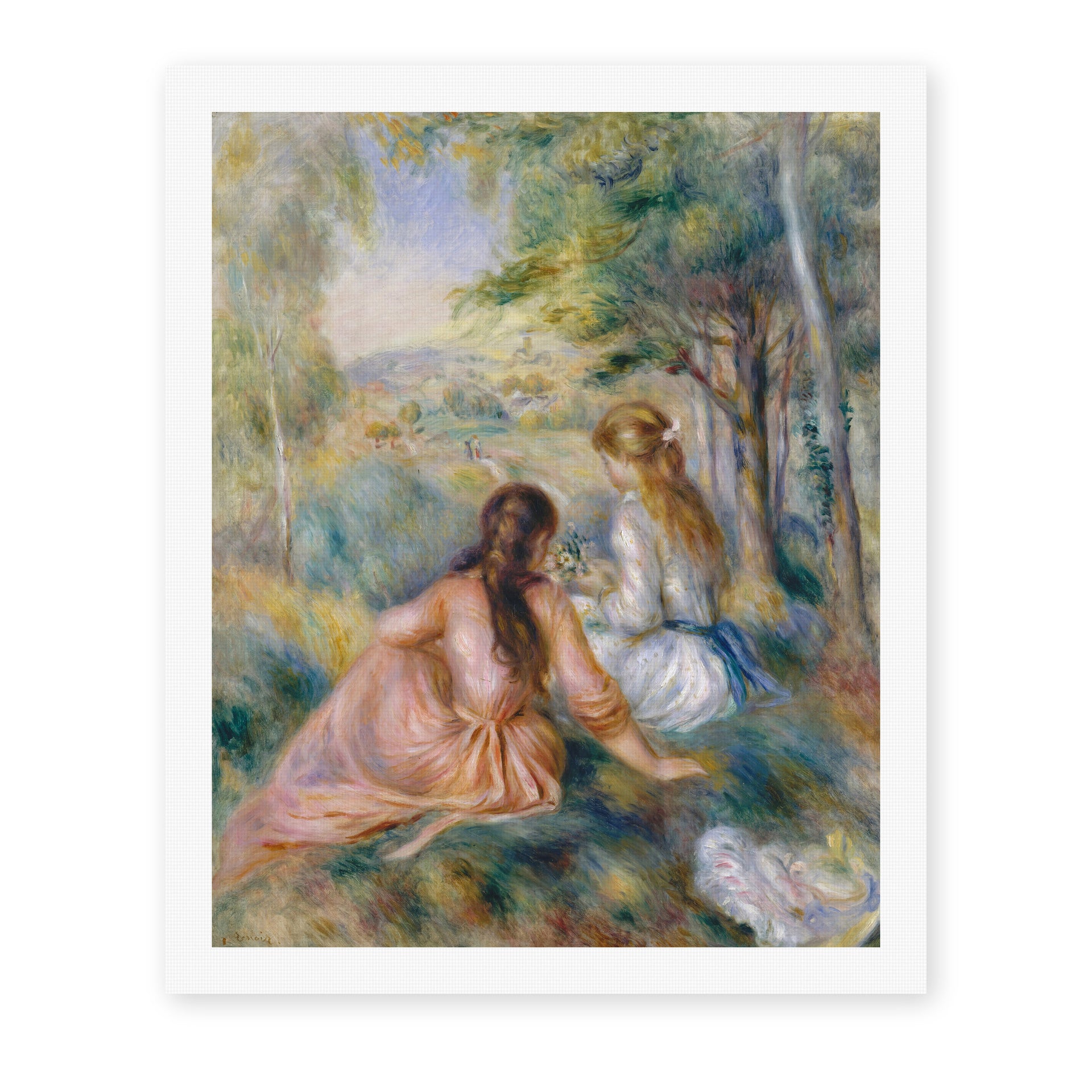 Pierre-Auguste Renoir's 'In the Meadow' painting reproduced as a rolled canvas print