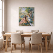 Gallery-wrapped canvas print of Pierre-Auguste Renoir's In the Meadow displayed on a wall in a dining room