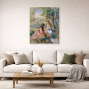 Gallery-wrapped canvas print of Pierre-Auguste Renoir's In the Meadow displayed on a wall in a living room