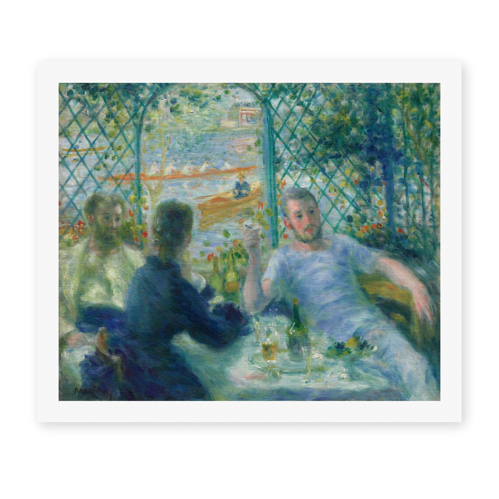 Pierre-Auguste Renoir's 'Lunch at the Restaurant Fournaise (The Rowers' Lunch)' painting reproduced as a rolled canvas print