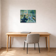 Gallery-wrapped canvas print of Pierre-Auguste Renoir's Lunch at the Restaurant Fournaise (The Rowers' Lunch) displayed on a wall in an office