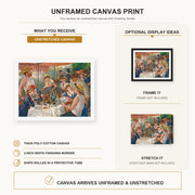 Pierre-Auguste Renoir - Luncheon of the Boating Party canvas print size comparison and framing display infographic