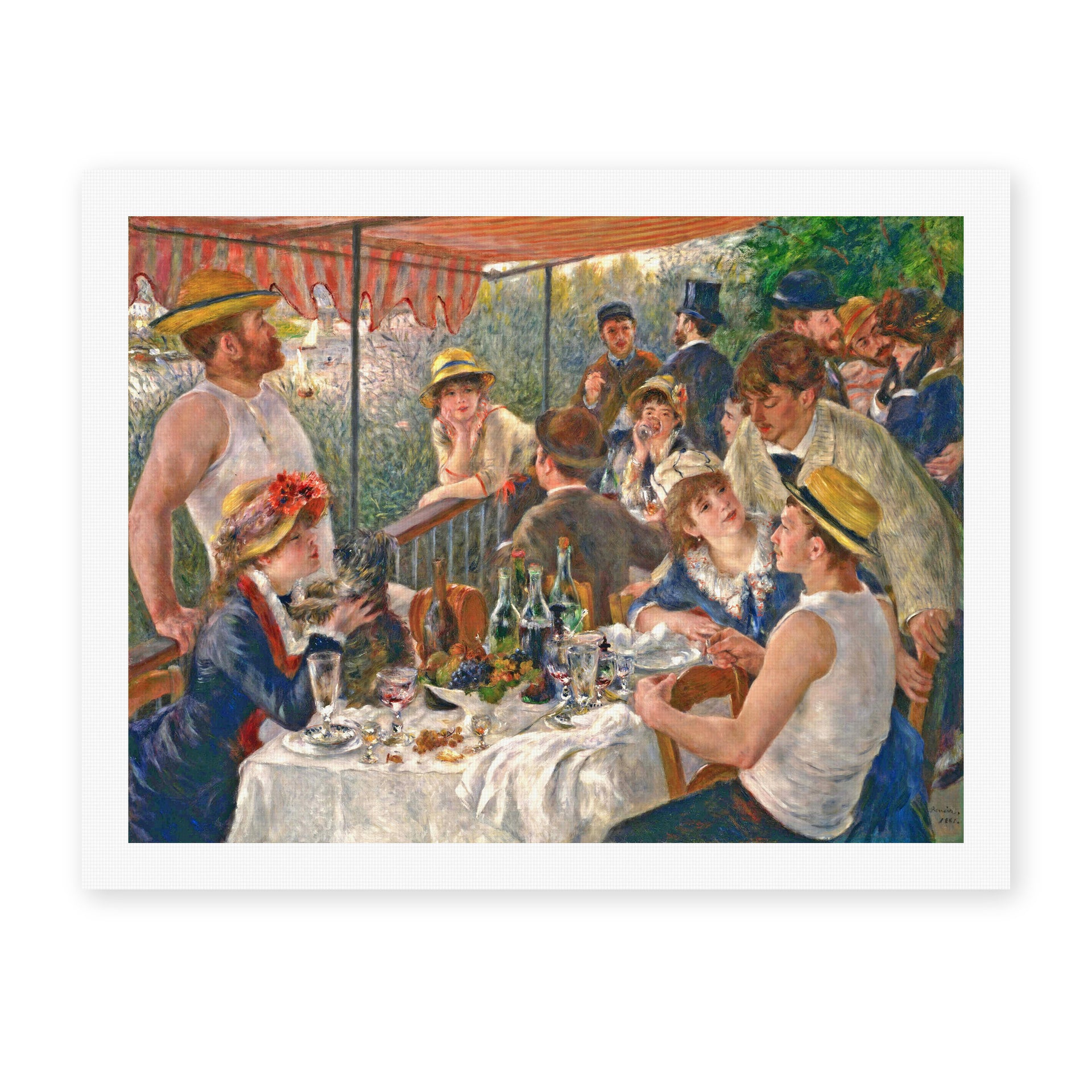Pierre-Auguste Renoir's 'Luncheon of the Boating Party' painting reproduced as a rolled canvas print