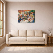 Gallery-wrapped canvas print of Pierre-Auguste Renoir's Luncheon of the Boating Party displayed on a wall in a living room