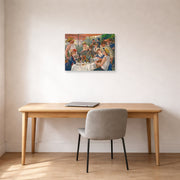 Gallery-wrapped canvas print of Pierre-Auguste Renoir's Luncheon of the Boating Party displayed on a wall in an office