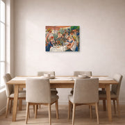 Unframed poster print of Pierre-Auguste Renoir's Luncheon of the Boating Party displayed on a wall in a dining room