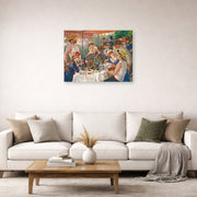 Unframed poster print of Pierre-Auguste Renoir's Luncheon of the Boating Party displayed on a wall in a living room