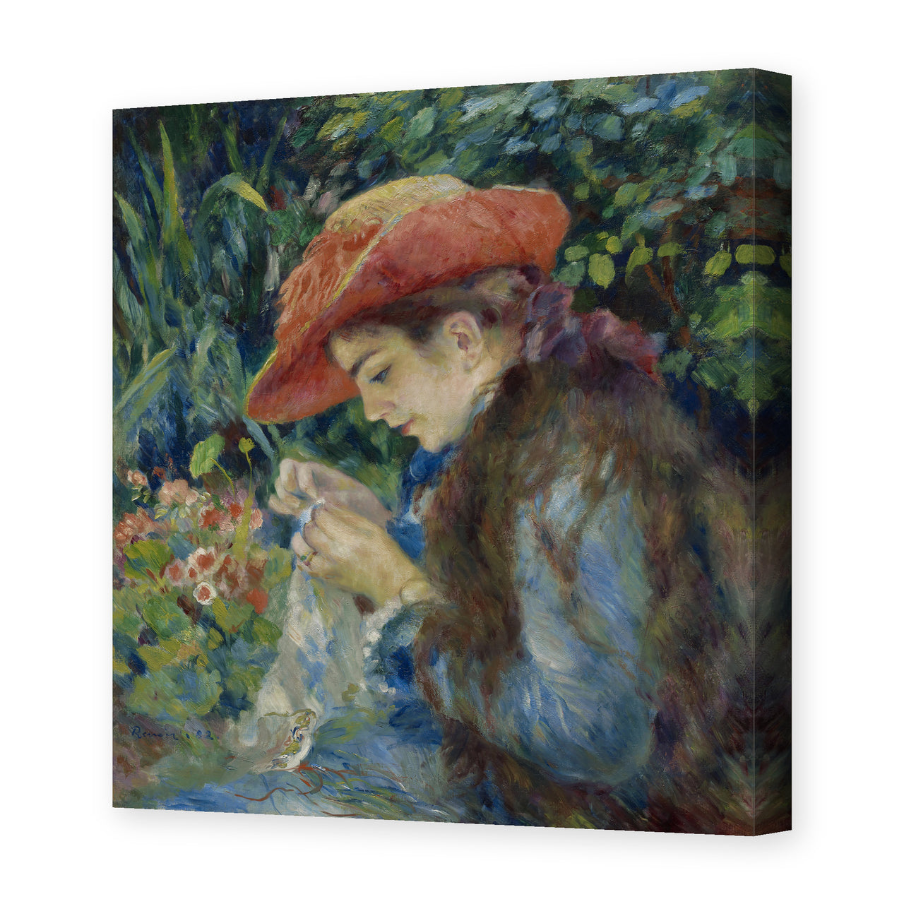 Pierre-Auguste Renoir's 'Marie Thérèse Durand Ruel Sewing' painting reproduced as a gallery-wrapped canvas print