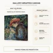 Pierre-Auguste Renoir - Marie Thérèse Durand Ruel Sewing gallery wrap canvas construction and hanging details infographic