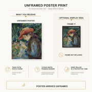 Pierre-Auguste Renoir - Marie Thérèse Durand Ruel Sewing poster print size comparison and framing display infographic