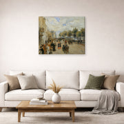 Gallery-wrapped canvas print of Pierre-Auguste Renoir's Paris, le quai Malaquais displayed on a wall in a living room
