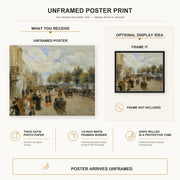 Pierre-Auguste Renoir - Paris, le quai Malaquais poster print size comparison and framing display infographic