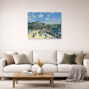Gallery-wrapped canvas print of Pierre-Auguste Renoir's Pont Neuf displayed on a wall in a living room