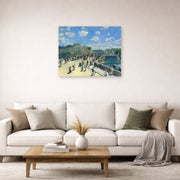 Unframed poster print of Pierre-Auguste Renoir's Pont Neuf displayed on a wall in a living room