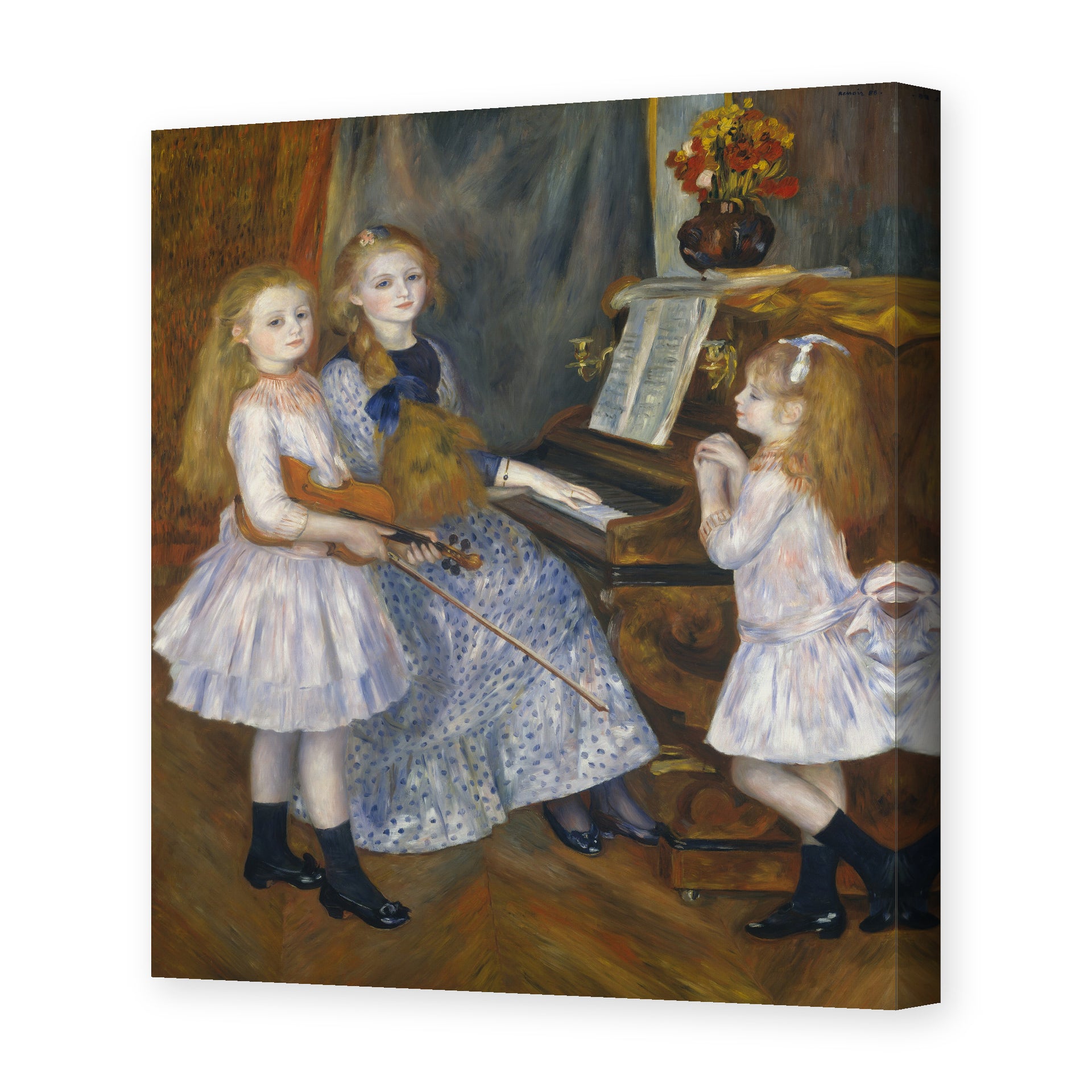 Pierre-Auguste Renoir's 'The Daughters of Catulle Mendès' painting reproduced as a gallery-wrapped canvas print