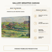 Pierre-Auguste Renoir - The House of Blanche Pierson, Pourville gallery wrap canvas construction and hanging details infographic