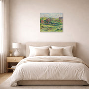 Unframed poster print of Pierre-Auguste Renoir's The House of Blanche Pierson, Pourville displayed on a wall in a bedroom