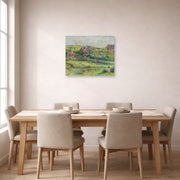 Unframed poster print of Pierre-Auguste Renoir's The House of Blanche Pierson, Pourville displayed on a wall in a dining room