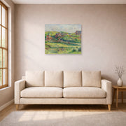 Unframed poster print of Pierre-Auguste Renoir's The House of Blanche Pierson, Pourville displayed on a wall in a living room