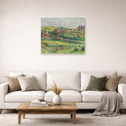 Unframed poster print of Pierre-Auguste Renoir's The House of Blanche Pierson, Pourville displayed on a wall in a living room
