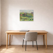 Unframed poster print of Pierre-Auguste Renoir's The House of Blanche Pierson, Pourville displayed on a wall in an office