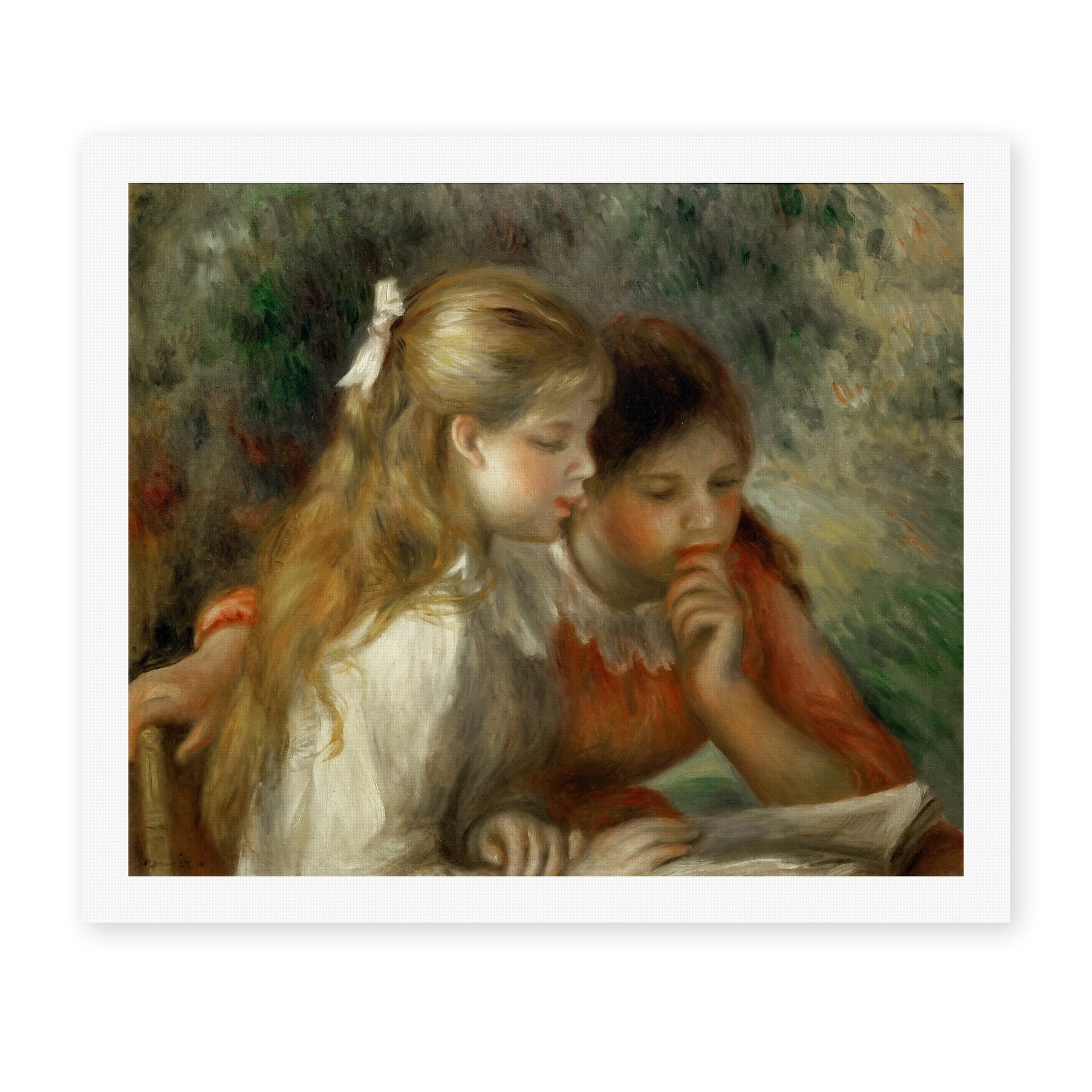 Pierre-Auguste Renoir's 'The Reading' painting reproduced as a rolled canvas print