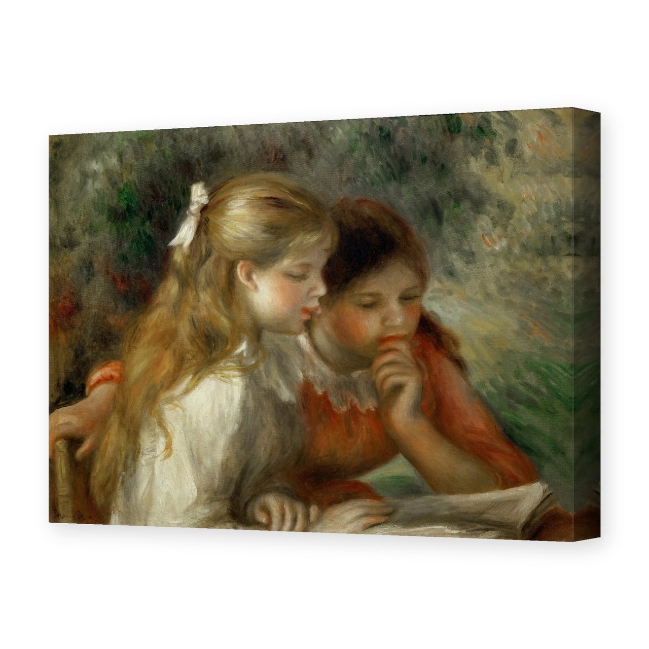 Pierre-Auguste Renoir's 'The Reading' painting reproduced as a gallery-wrapped canvas print