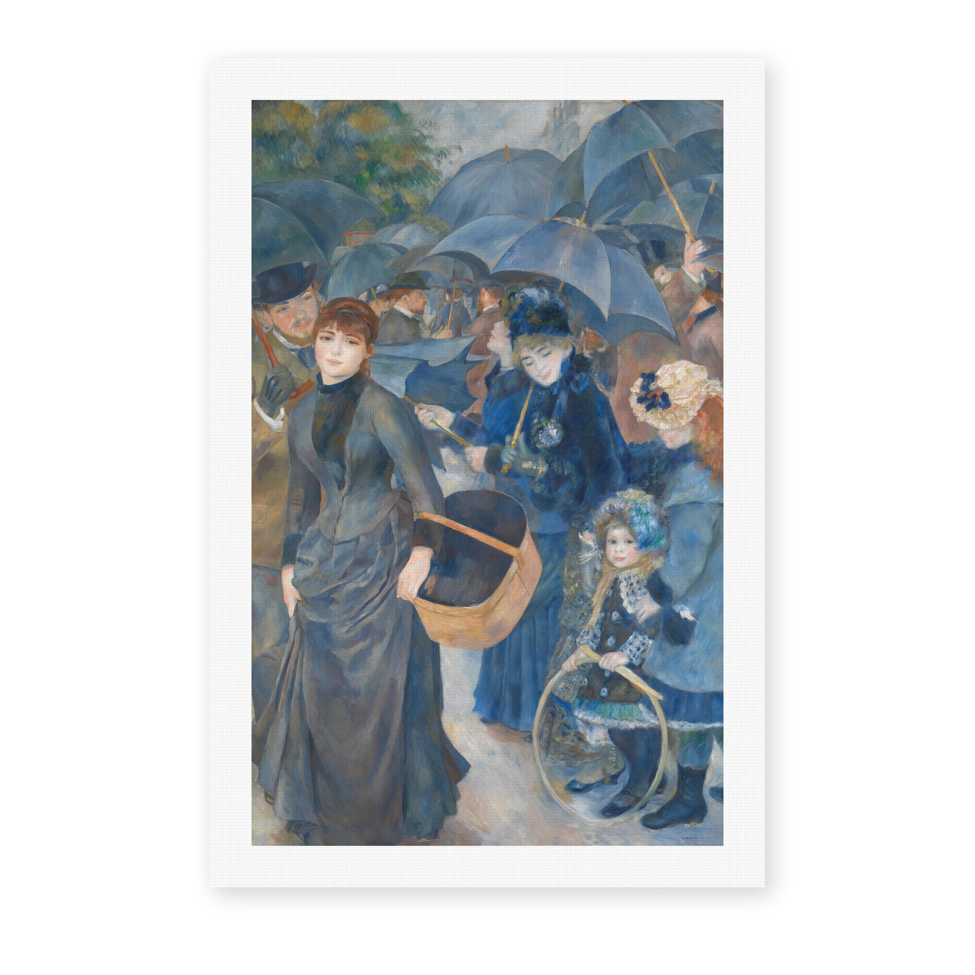 Pierre-Auguste Renoir's 'The Umbrellas' painting reproduced as a rolled canvas print