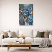 Gallery-wrapped canvas print of Pierre-Auguste Renoir's The Umbrellas displayed on a wall in a living room