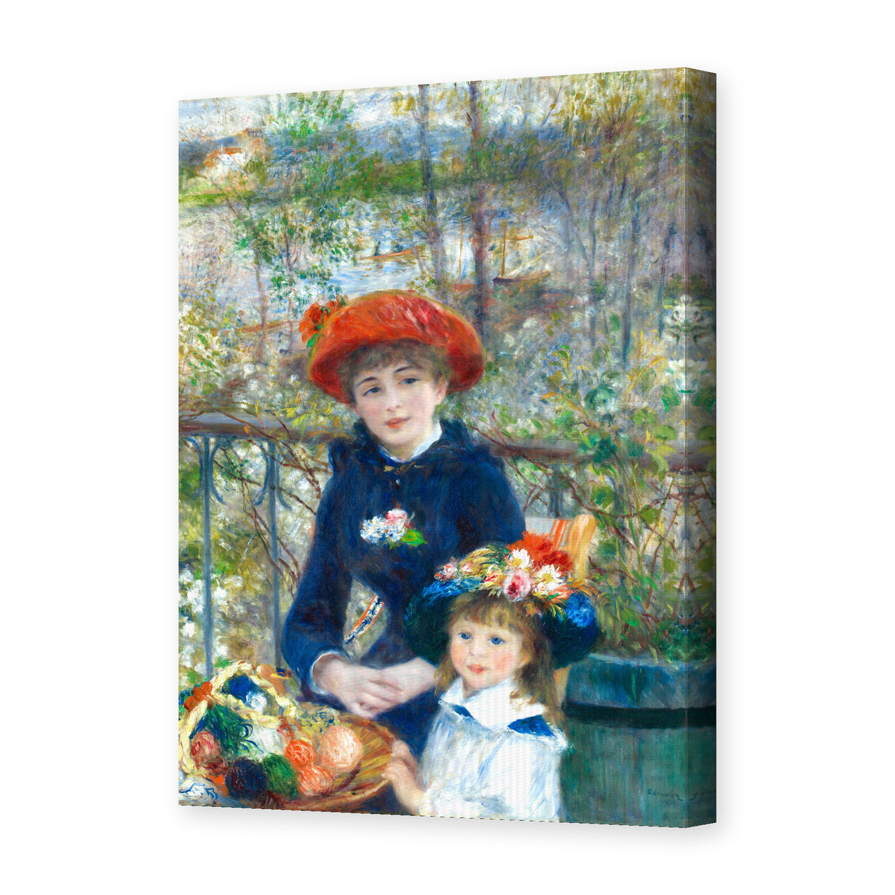 Pierre-Auguste Renoir's 'Two Sisters' painting reproduced as a gallery-wrapped canvas print