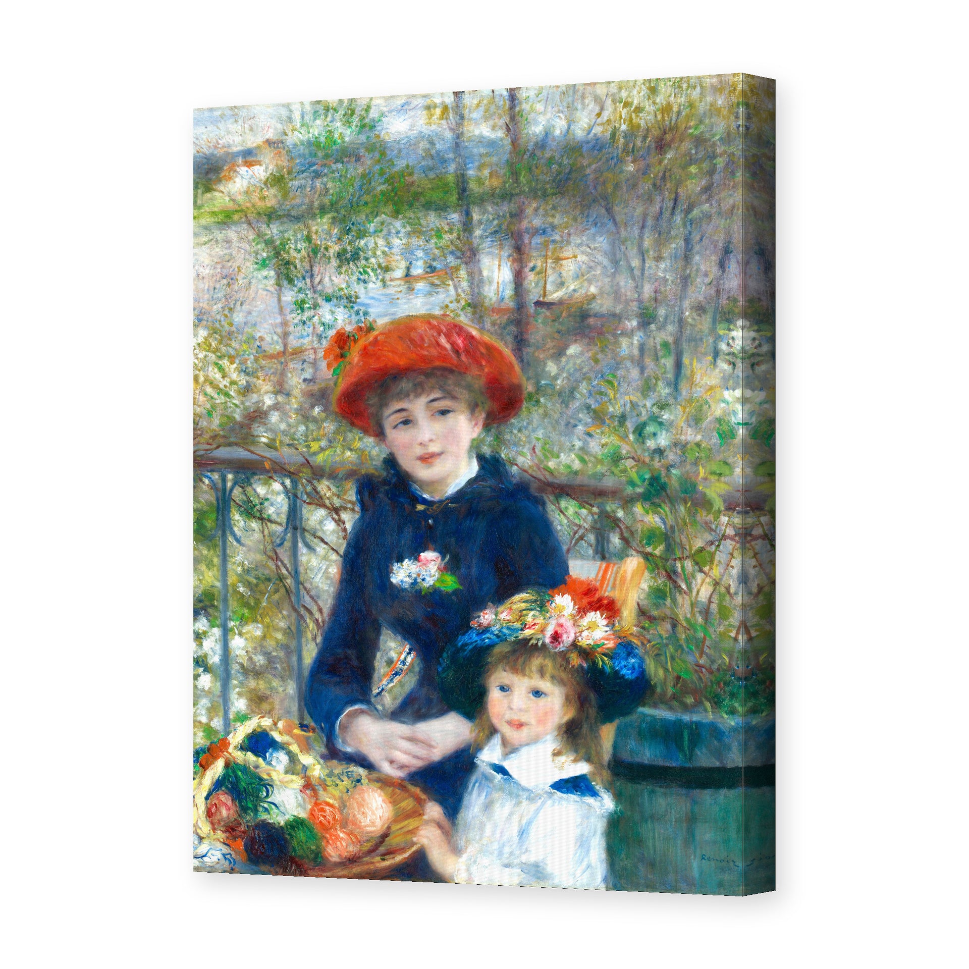 Pierre-Auguste Renoir's 'Two Sisters' painting reproduced as a gallery-wrapped canvas print