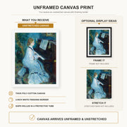 Pierre-Auguste Renoir - Woman at the Piano canvas print size comparison and framing display infographic