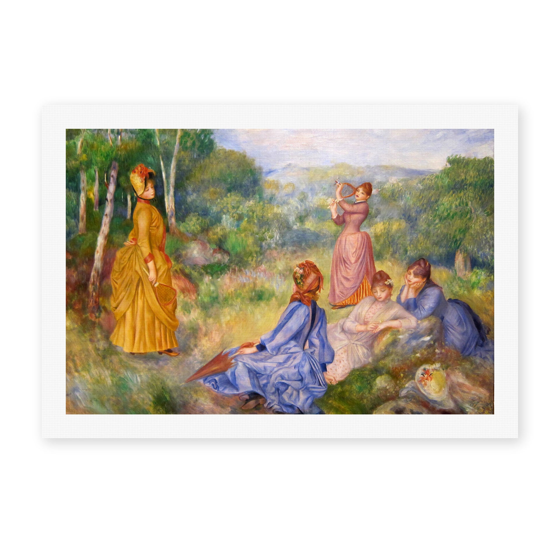 Pierre-Auguste Renoir's 'Young Ladies Playing Badminton' painting reproduced as a rolled canvas print