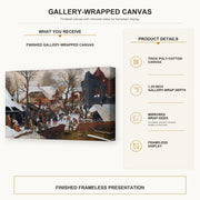 Pieter Bruegel the Elder - Adoration of the Kings in the Snow gallery wrap canvas construction and hanging details infographic