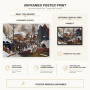 Pieter Bruegel the Elder - Adoration of the Kings in the Snow poster print size comparison and framing display infographic