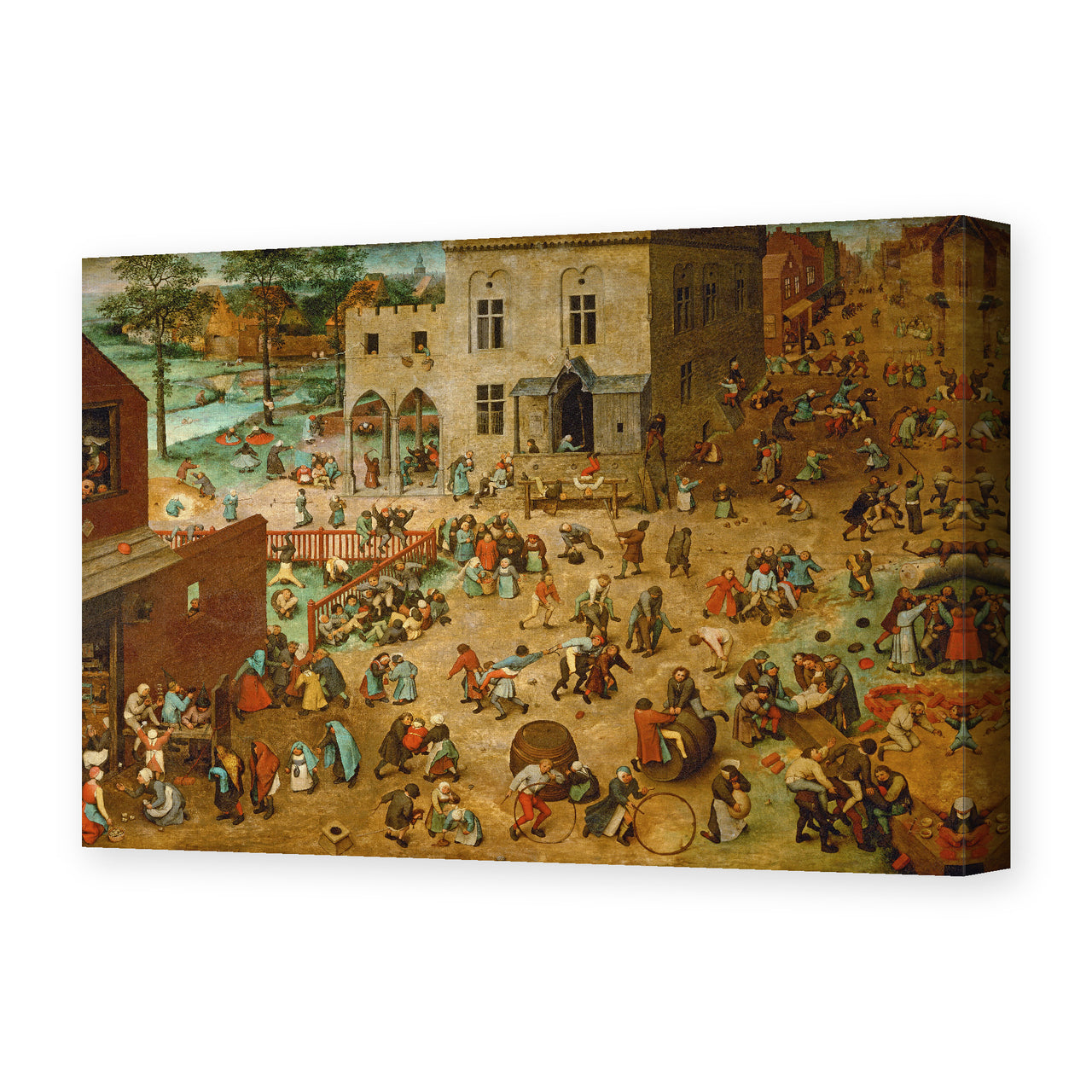 Pieter Bruegel the Elder's 'Children’s Games' painting reproduced as a gallery-wrapped canvas print