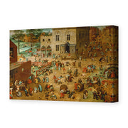 Pieter Bruegel the Elder's 'Children’s Games' painting reproduced as a gallery-wrapped canvas print