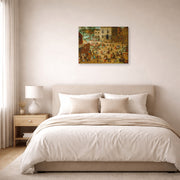 Gallery-wrapped canvas print of Pieter Bruegel the Elder's Children’s Games displayed on a wall in a bedroom