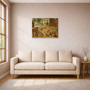 Unframed poster print of Pieter Bruegel the Elder's Children’s Games displayed on a wall in a living room