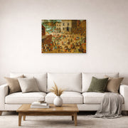 Unframed poster print of Pieter Bruegel the Elder's Children’s Games displayed on a wall in a living room