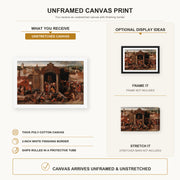 Pieter Bruegel the Elder - Christ Driving the Traders from the Temple canvas print size comparison and framing display infographic