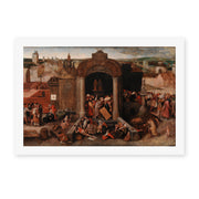 Pieter Bruegel the Elder's 'Christ Driving the Traders from the Temple' painting reproduced as a rolled canvas print